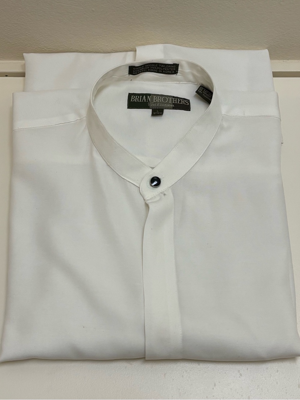 White Mandarin Collar Dress Shirt
